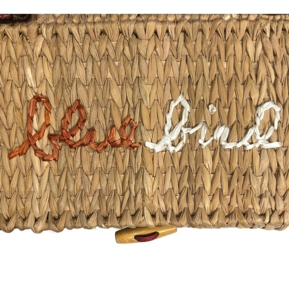 Kate Spade Wicker BlueBird Blue Bird House Novelty Bag Spring Red Straw Vintage - Picture 7 of 13